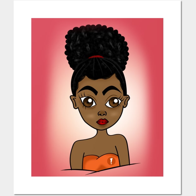 Cute black girl digital art Wall Art by Spinkly Creations 